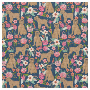 Brussels Griffon dog vintage florals dark Fabric