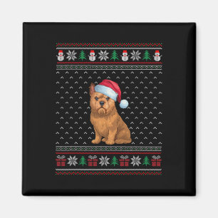 Brussels Griffon Dog Wearing Santa Hat Ugly Xmas D Magnet