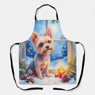 Brussels Griffon Frosted Window Christmas Art Apron