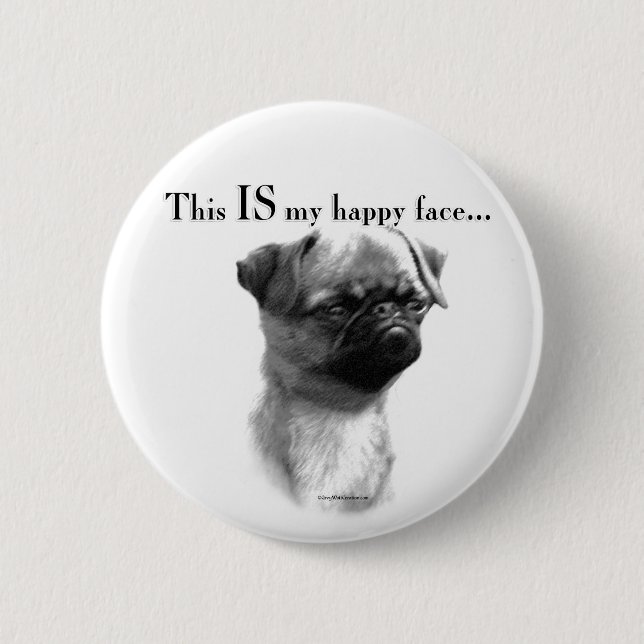 Brussels Griffon Happy Face 2 Inch Round Button (Front)