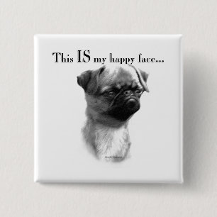 Brussels Griffon Happy Face 2 Inch Square Button