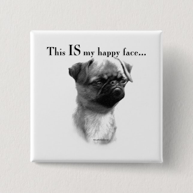 Brussels Griffon Happy Face 2 Inch Square Button (Front)
