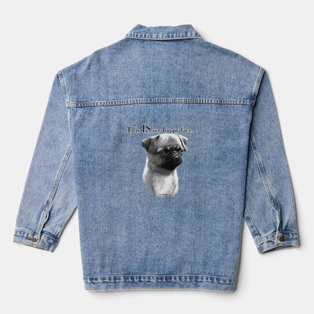 Brussels Griffon Happy Face Denim Jacket (Back)