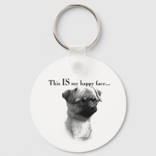 Brussels Griffon Happy Face Keychain