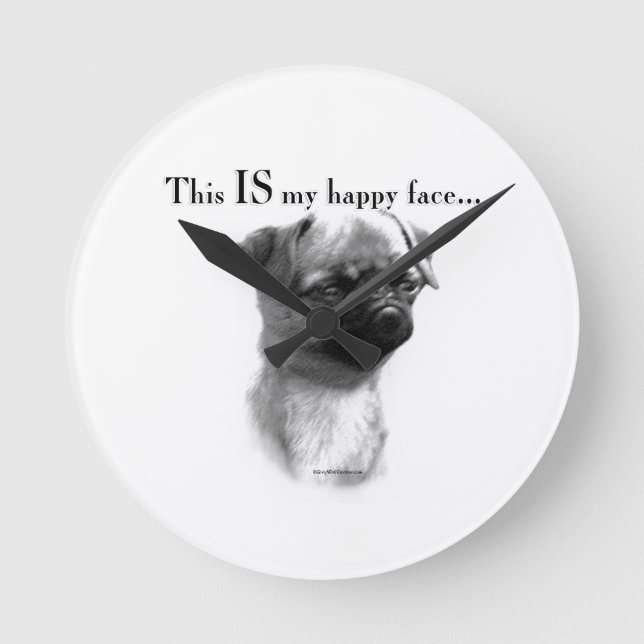 Brussels Griffon Happy Face Round Clock (Front)