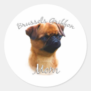 Brussels Griffon Mom 2 Classic Round Sticker