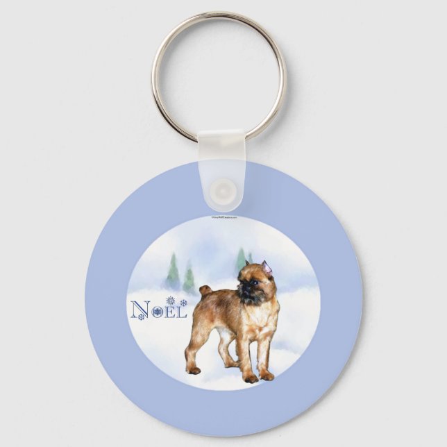 Brussels Griffon Noel Keychain (Front)