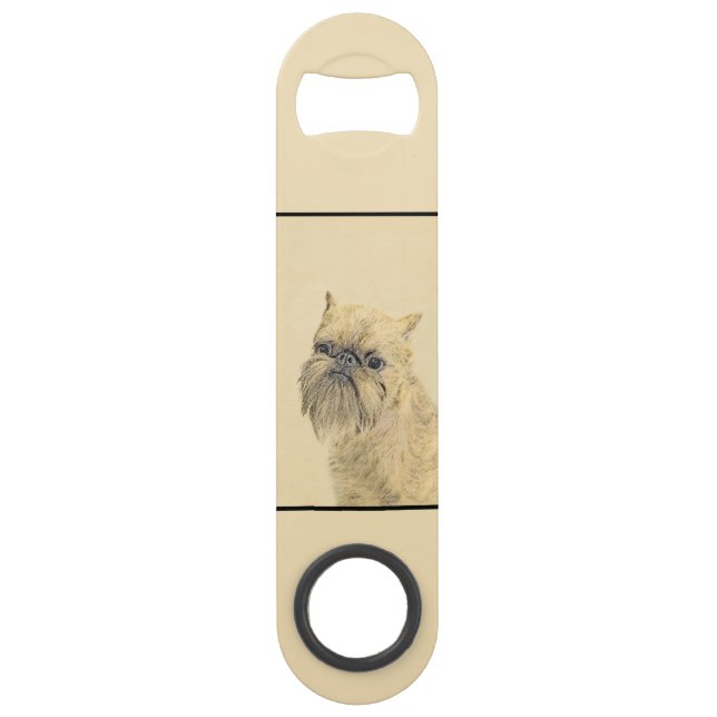 Brussels Griffon Painting - Cute Original Dog Art Bar Key (Back)