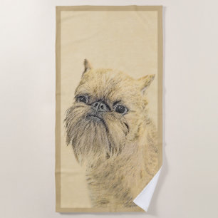 Brussels Griffon Painting - Cute Original Dog Art Beach Towel