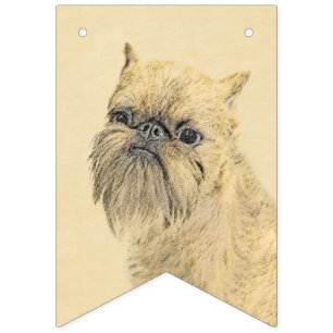 Brussels Griffon Painting - Cute Original Dog Art Bunting Flags