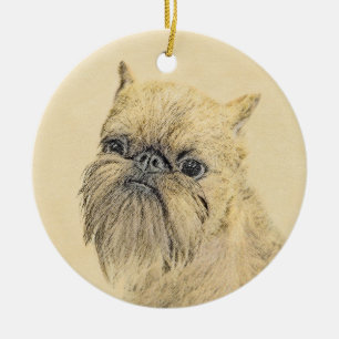 Brussels Griffon Painting - Cute Original Dog Art Ceramic Ornament