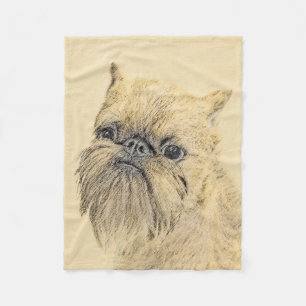 Brussels Griffon Painting - Cute Original Dog Art Fleece Blanket