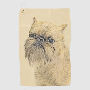 Brussels Griffon Painting - Cute Original Dog Art Golf Towel