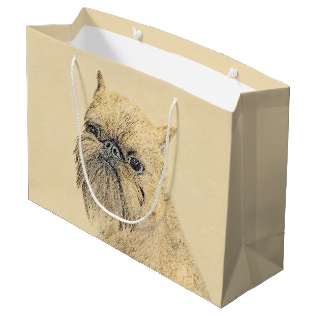 Brussels Griffon Painting - Cute Original Dog Art Large Gift Bag (Back Angled)