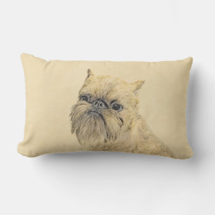 Brussels Griffon Painting - Cute Original Dog Art Lumbar Pillow