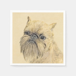 Brussels Griffon Painting - Cute Original Dog Art Napkin