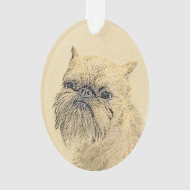 Brussels Griffon Painting - Cute Original Dog Art Ornament (Back)