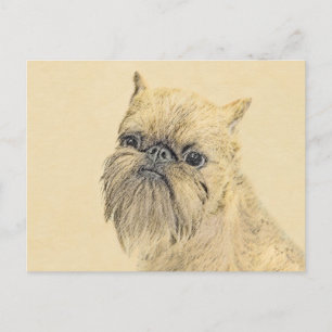 Brussels Griffon Painting - Cute Original Dog Art Postcard