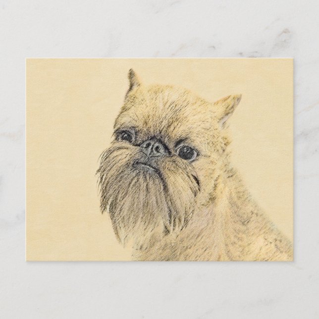 Brussels Griffon Painting - Cute Original Dog Art Postcard (Front)