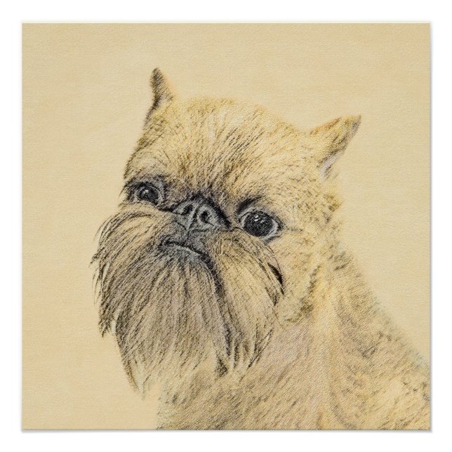 Brussels Griffon Painting - Cute Original Dog Art Poster (Front)