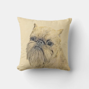 Brussels Griffon Painting - Cute Original Dog Art Throw Pillow