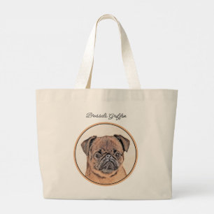 Brussels Griffon Painting Red Smooth Cute Dog Art Large Tote Bag