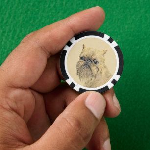 Brussels Griffon Rough Painting - Original Dog Art Poker Chips
