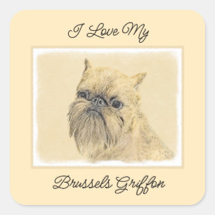 Brussels Griffon Rough Painting - Original Dog Art Square Sticker