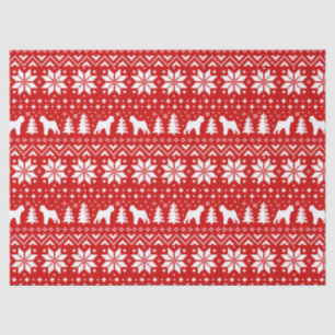 Brussels Griffon Silhouettes Christmas Pattern Red Tissue Paper