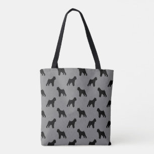 Brussels Griffon Silhouettes Pattern Grey Tote Bag