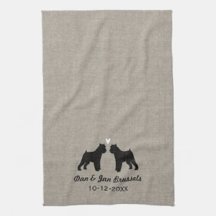 Brussels Griffon Silhouettes with Heart Kitchen Towel