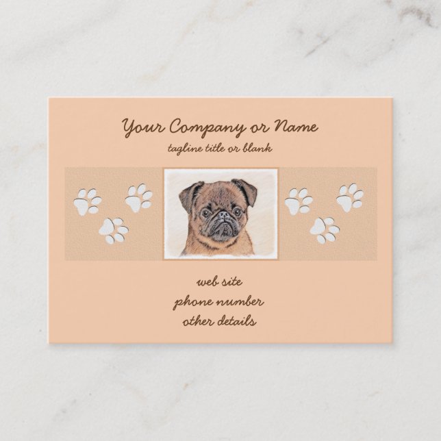 Brussels Griffon Smooth Painting Original Dog Art Business Card (Front)
