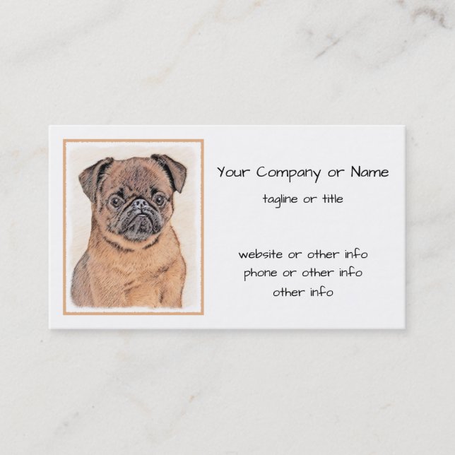 Brussels Griffon Smooth Painting Original Dog Art Business Card (Front)