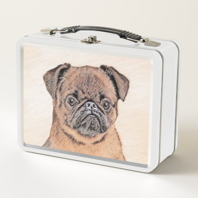 Brussels Griffon Smooth Painting Original Dog Art Metal Lunch Box (Front)