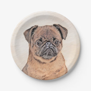 Brussels Griffon Smooth Painting Original Dog Art Paper Plate