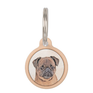 Brussels Griffon Smooth Painting Original Dog Art Pet Tag