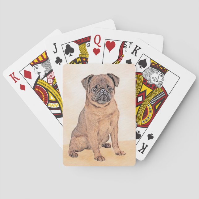 Brussels Griffon Smooth Painting Original Dog Art Playing Cards (Back)