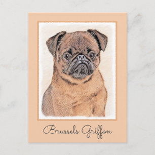 Brussels Griffon Smooth Painting Original Dog Art Postcard
