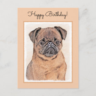 Brussels Griffon Smooth Painting Original Dog Art Postcard