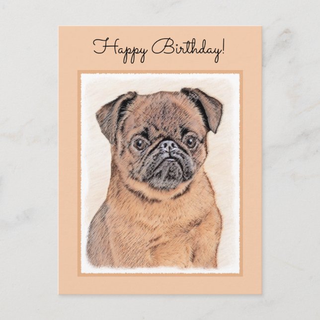 Brussels Griffon Smooth Painting Original Dog Art Postcard (Front)