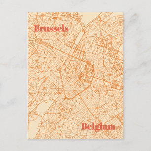 Brussels Map Postcard