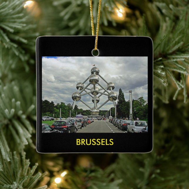 Brussels Scenic Square Christmas Ornament (Tree)