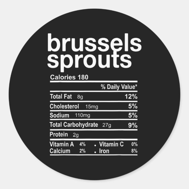 Brussels Sprout Nutrition Facts Funny Thanksgiving Classic Round Sticker (Front)