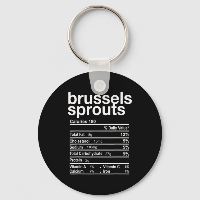 Brussels Sprout Nutrition Facts Funny Thanksgiving Keychain (Front)
