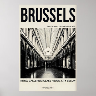Brussels Travel Poster, Glass Arcade, Vintage Poster