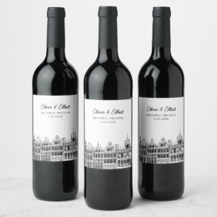 Brussels Wedding Belgium Personalized Wine Label