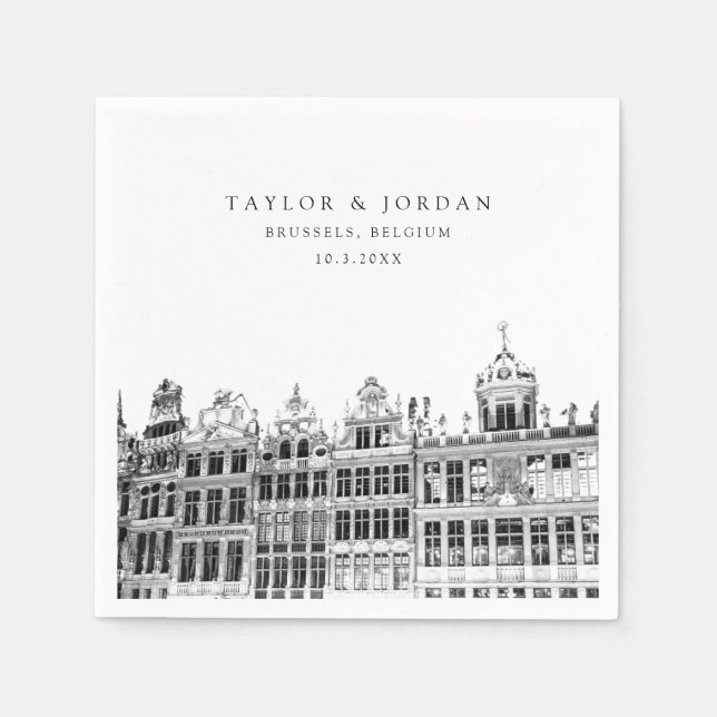 Brussels Wedding Paper Cocktail Napkin (Front)