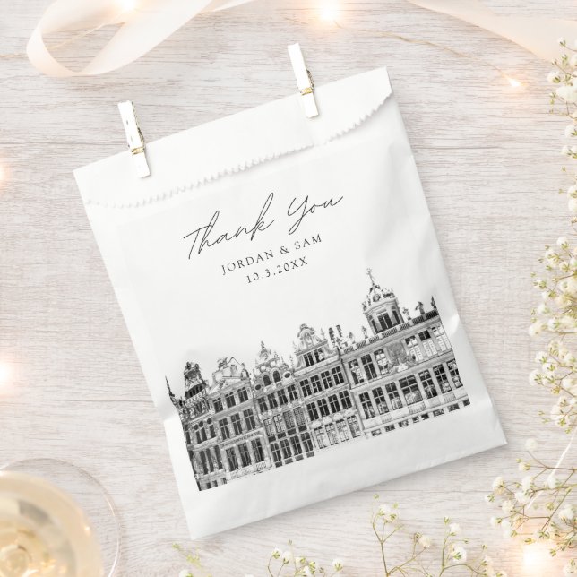 Brussels Wedding Personalized Photo Favour Bag (Clipped)