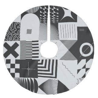 Brutalism Art: Vintage Geometric Patterns Brushed Polyester Tree Skirt