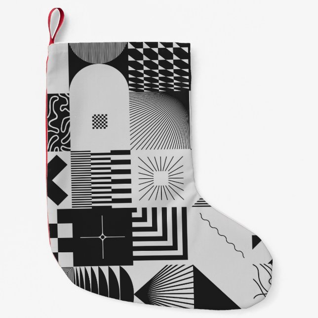 Brutalism Art: Vintage Geometric Patterns Small Christmas Stocking (Front)